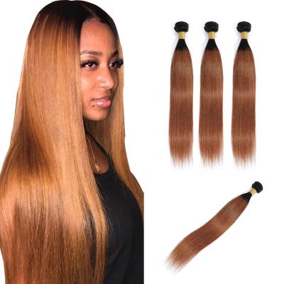 China Wholesale Cheap Silky Straight T1B30 China Cuticle Aligned Virgin Hair Weaves Ombre Brown Peruvian Brazilian Hair Raw Hair Bundles for sale