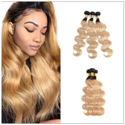 China T1B27 Silky Straight Blonde Color Body Wave Lace Up Closure With Weaves Unprocessed Indian Mink Virgin Hair Highlight Brazilian Hair Bundles for sale