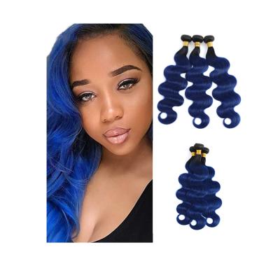 China Best Quality Ombre Two Tone T1b//27 Brown Silky Straight Dark Gold Hair T1Bblue With Lace Closure Mink Body Wave Brazilian Human Hair Bundles for sale