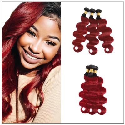 China Silky Straight Wave T Tone Burgundy Color Hot Sale Pre Color Hair Bundles With 4*4 Lace Closure Body Wave Swiss Virgin Hair Bundle Weaves for sale