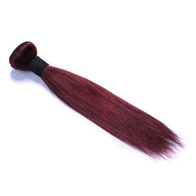 China Hot Selling 99J Silky Straight Wave Burgundy Red Straight Weave Raw Mink Brazilian Virgin Hair Extension Bundles Cuticle Aligned for sale