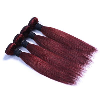 China Wine Red 99J Burgundy Silky Straight Wave Weave Raw Mink Brazilian Virgin Hair Extension Bundles Cuticle Aligned for sale