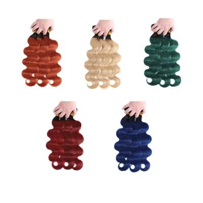 China Ombre Brazilian Body Wave T Tone Free Part Body Wave Hair Bundles With Closure Colored Hair Bundles For Women Hair Vendors for sale