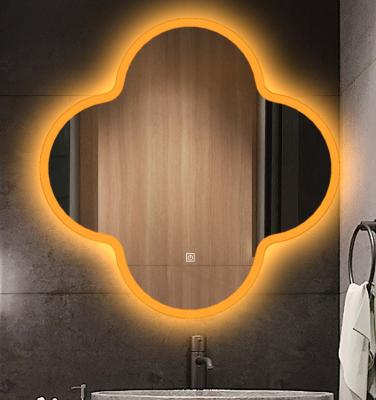 China Wall Decor IP44 Minimalist Irregular Water Proof Anti Fog Touch Switch Smart Bathroom Led Vanity Mirror for sale