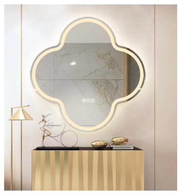 China Bath Decor Mirror Hotel Bathroom Minimalist Irregular Shape Illuminated Home Light Led Smart Mirror for sale