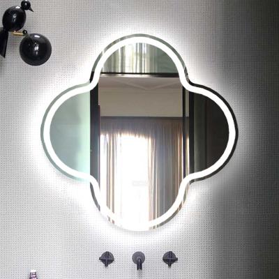 China High Quality Minimalist Wall Art Decor Waterproof Irregular Shaped Smart Anti Fog Led Bathroom Mirror for sale