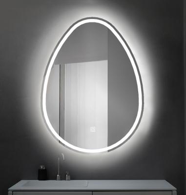 China New Arrival Illuminated Frameless Bathroom Mirror Silver With Led Lights , Irregular Floor Mirror for sale