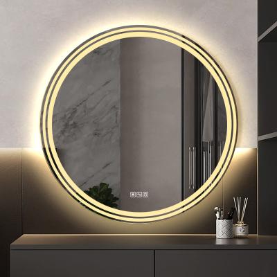 China Hotel Home Custom Size Touch Illuminated Smart Switch Led Backlit Round Mirror For Bath Room for sale