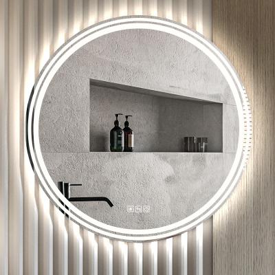 China High Quality Luminous Bath Mirror Anti Fog Round Shape Led Bathroom Beauty Mirror With Smart Touch Switch for sale