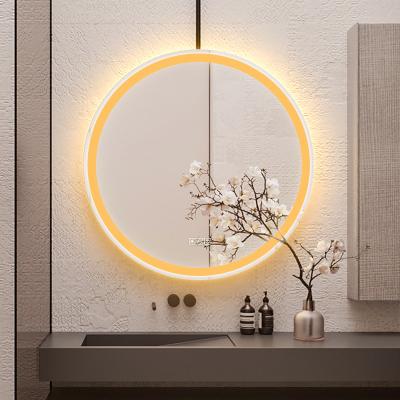 China Modern Style Bright Round Frameless Led Sliver Bathroom Hanging Light Mirror For Living Room for sale