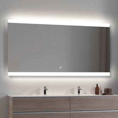 China Anti Fog Bath Mirror Hot Selling Wall Mounted Illuminated Frameless Led Bathroom Mirror With Smart Touch Screen for sale