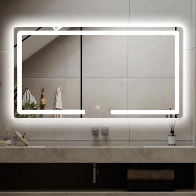 China Illuminated Mirror Bath Anti Fog Rectangle Shape Waterproof Backlit Led Bathroom Mirror For Home Hotel for sale