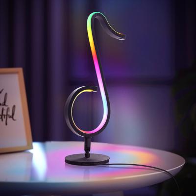 China Modern DC 5V USB APP LED Neon Lamp RGB Night Light Decoration Table Lamp Music Note Remote Control Bedside Lamp for sale