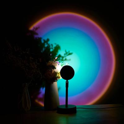 China Modern Fast Portable LED Sunset Projector Lamp Rainbow Atmosphere Night Light for Bedroom Background Wall Home Decor USB for sale