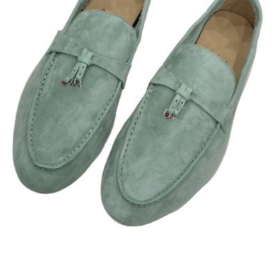 China Fashion Vintage Loafers Flat British Loafers British Girls Loafers Leather Suede Massage Cow Lady Casual Shoe for sale