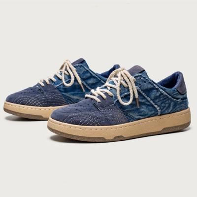 China Men's Cushioning Lace Up Black Blue Denim Canvas Sneakers Fashion Sneakers Basketball Shoes for sale