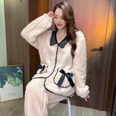 China Thermal Sloth Sleep Pajamas For Women Pink Velvet Women's Pajamas Sets 2 Pieces for sale