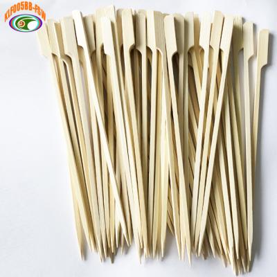 China Food Grade Bamboo Teppo Kebab Kebab Barbecue Roasting Easily Cleaned Biodegradable Disposable Pole Flattened Flat Wooden Skewer Sticks Paddle Flag Gun Shape for sale