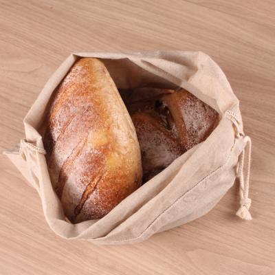 China BOSI BIODEGRADABLE Reusable Canvas Bread Bag 26CM*23CM 100% Natural Canvas Bread Bags for Homemade Bread Drawstring Cloth Returns Plastic Free for sale