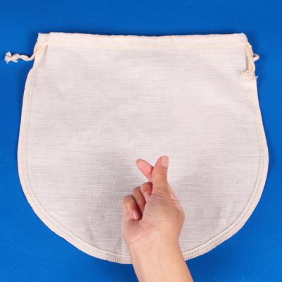 China food & Natural Beverage Plant Hemp Double Drawstring Nut Milk Bag 33*33cm No Puddle Mess Ultra-wide Curved Bottom for sale