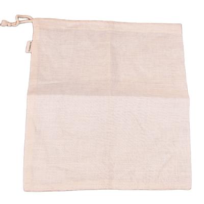 China Customized Rope Handle 100% Natural Hemp Canvas Produce Bag With Label Reusable Washable Shopping Bag For Storage Vegetable Fruit for sale