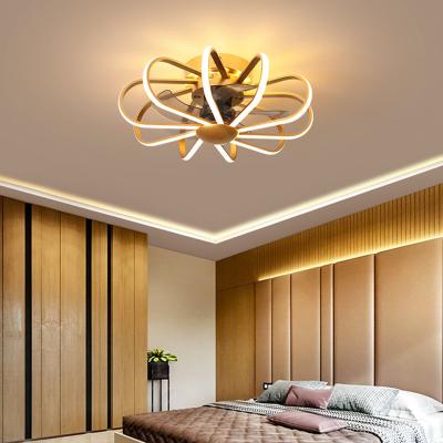 China New Modern Decoration Geometric Design Ceiling Fan Acrylic LED Indoor Lighting Nordic Modern Lighting Dimming Bedroom Fan Lamp With Remote Control for sale