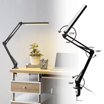 China Flexible Arm Metal Table Lamps With Clip Long Arm Extendable Desk Reading Lamps for sale