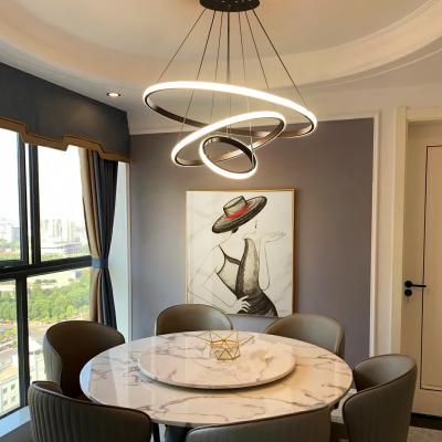 China Modern Modern Pendant Lamp Led 3/4/5 Rings Surround Living Hanging Ceiling Chandelier Dining Room Kitchen Light Fixture for sale