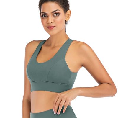 China Breathable OEM Private Label Yoga Double Strap Adjustable Cross Back Halter High Impact Sports Bra for sale