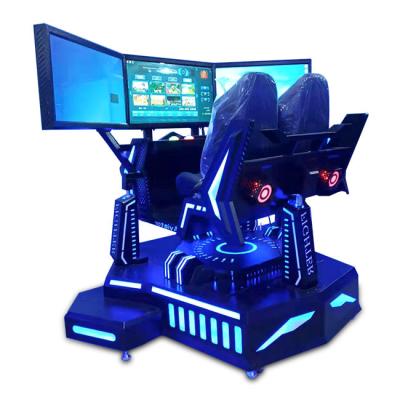 China Hot selling 9d 360 vr virtual reality metal racing game machine simulator 3 DOF 3 screen vr car racing simulator for sale