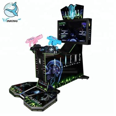 China Simulator Arcade Gun Shooting Wooden Coin Operated Aliens Extermination Video Game Machine for sale