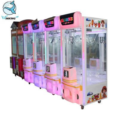 China Winking Wooden Plush Toy Crane Gift Coin Operated Game Machine 3 Crazy Toy Plush Doll Crane Claw Vending Game Machine for sale