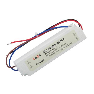 China Waterproof LED Light Power Supply For LED 12V 5A 60W Output 220V Input for sale