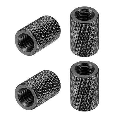 China General industry uxcell 1/4-20 inch x 10mm x 15mm aluminum alloy nut knurled camera tripod knurled hole nut black 4pcs for sale