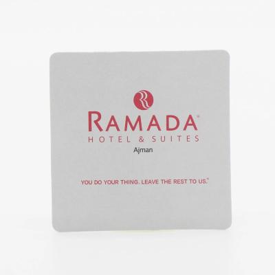 China Plys Cloth With Paper Card In The Bottom Square Paper Cup Absorbent Coaster For Hotel for sale