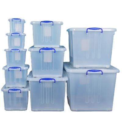 China Durable Hard Clear Plastic Storage Containers 10L-250L With Clear Lid Storage Banker Boxes With Lids 49 Liter for sale