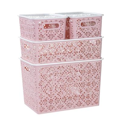 China Sustainable Stackable Hollow Plastic Tissue Storage Container Box For Bedroom for sale