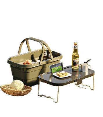 China Portable Folded Multi-Function Picnic Basket Storage Basket Desktop Viable Camping Outdoor Folding Box for sale