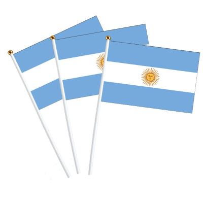 China Custom Cheap National Logo Argentina Hand Flag Mini Team Design Printing Hand Waving Healthcare Institutes Flag for sale