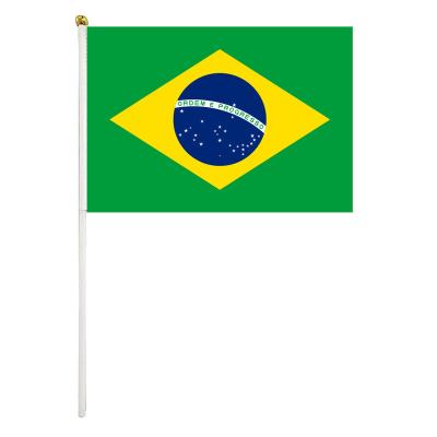 China Health Care Institutes Wholesale OEM Brazil Hand Flag 100% Polyester All Nation Silk Screen Printing Hand Waving Flag for sale