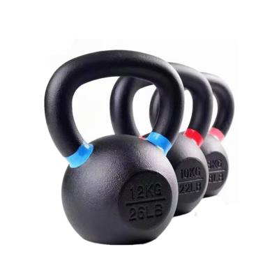 China Hot Sale Home Use Electrostatic Spray Cast Iron Kettlebell With Color Ring for sale