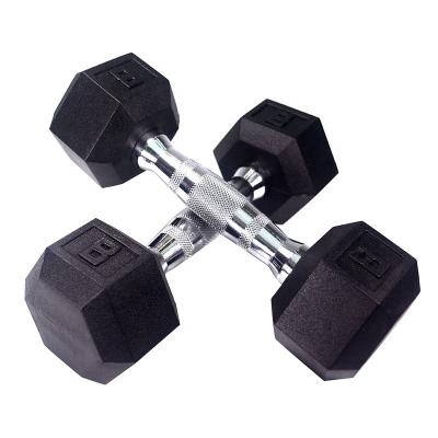 China Non Easy Rolling Cross Fitness Weight Dumbbell Hex Gym Core Equipment Rubber Coated Hex Dumbbel for sale