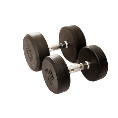 China Wholesale Home Gym Exercise Round Head Dumbbell Rubber Coated Rubber Dumbbell for sale