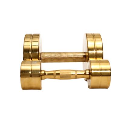 China Bodybuilding Fitness Factory Wholesale Electroplating Dumbbells Gold Color Electroplating Dumbbells for sale