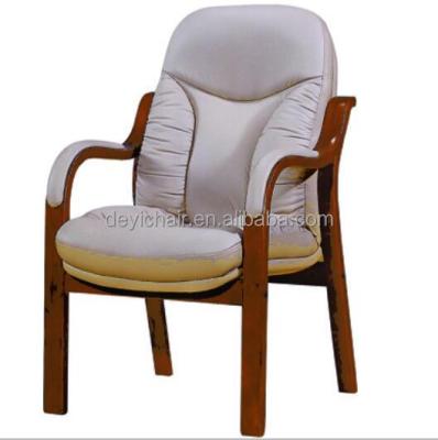 China Medium Back Visitor Chair 6231-D (Height) Wood Base Leather Conference Room Chair Adjustable With Armrest for sale