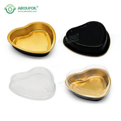 China Bakery Tray Aikou High Quality Gold Aluminum Foil Container Cup Heart Shaped Tray for sale