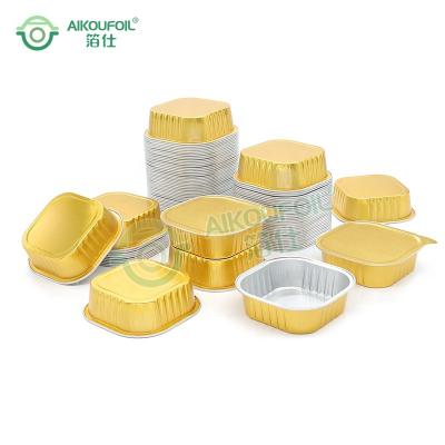 China Food Can Gold Color Sealed Pet Food Disposable Sauce Trays Aluminum Foil Sealing Supply Container for sale