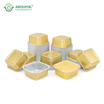 China Disposable Aikou Food Grade Aluminum Foil Container Microwave Container Takeout Lunch Box Tray With Sealing Lid for sale