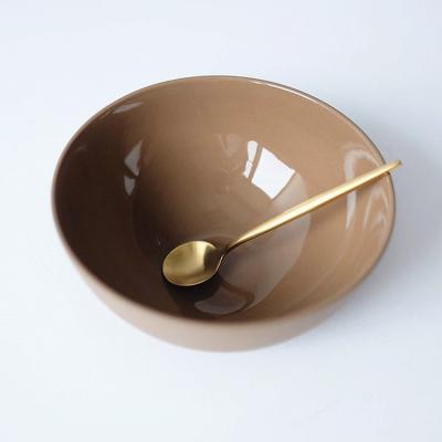 China Wholesale cheap factory direct stocked rice soup serving round bowl glazed brown ceramic cereal bowls household for sale