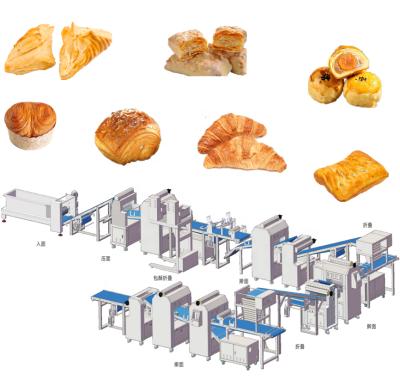 China Easily Cleaned Automatic Puff Pastry Filling Machine Pastry Production Line Puff Pastry Dough Sheeter Machine zu verkaufen